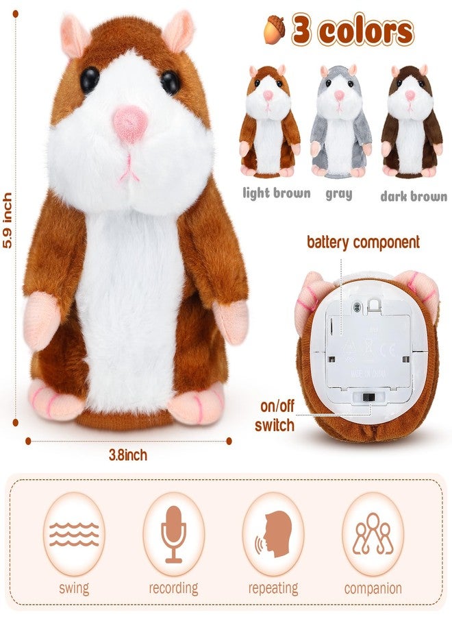 Motionchic 3 Pcs Talking Hamster Repeats What You Say Valentines Interactive Stuffed Plush Animal Hamster Toys Talking Mouse Toys for Kids Birthday Valentines Exchange Gifts Boys Girls Early Learning - Image 4